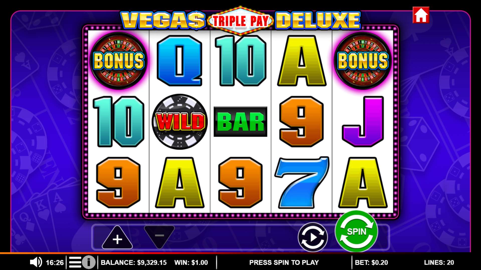 Vegas Triple Pay Spin n Win (Crucible) Game