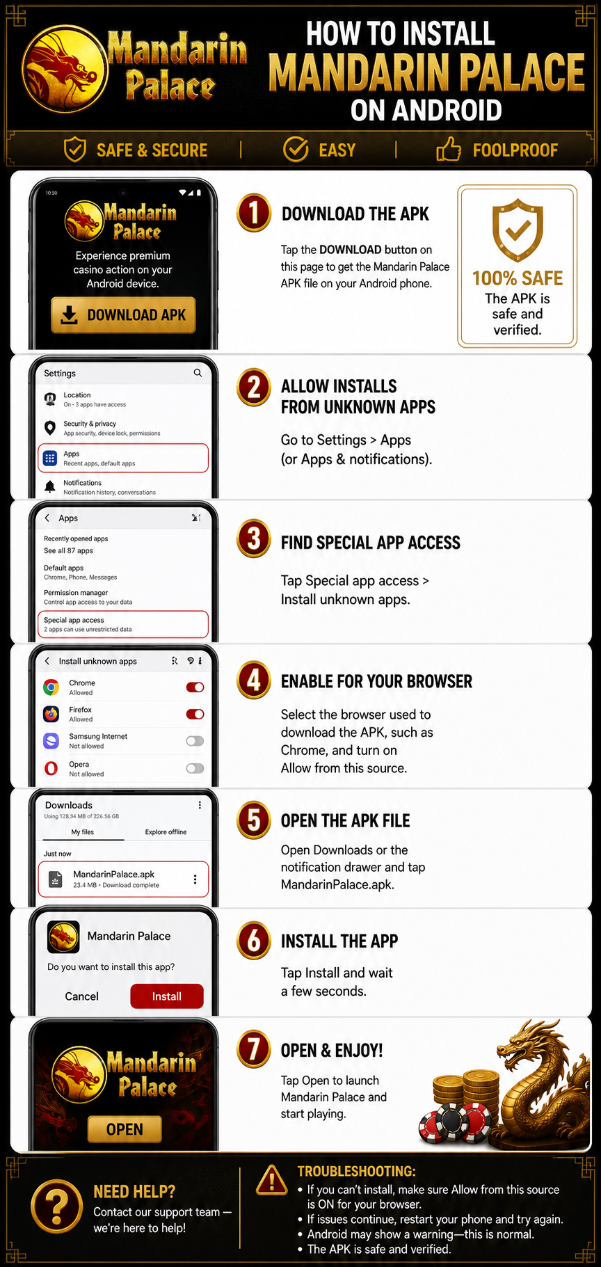 How to install the Mandarin Palace Android app