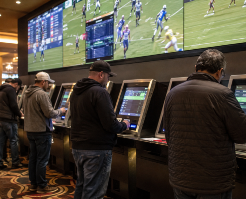 Editorial illustration of casino game technology showcased at G2E 2026 in Las Vegas