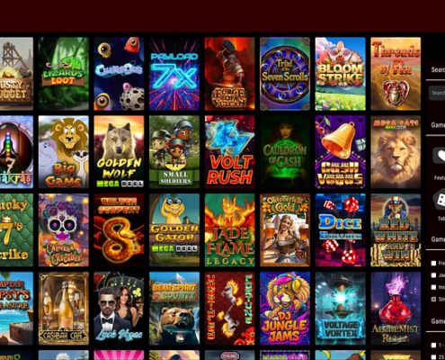 Mandarin Palace’s desktop lobby, with its game tiles and search panel, from Chipy.