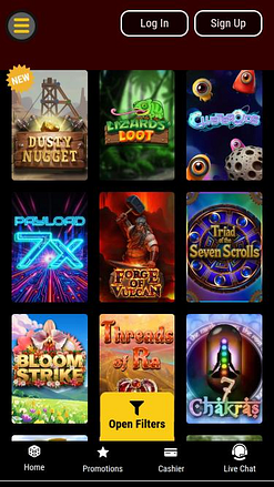 Mandarin Palace’s mobile game selection from Chipy’s review gallery.